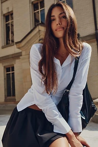 Ardene Fitted Shirt in White | Size | Cotton/Elastane/Polyamide