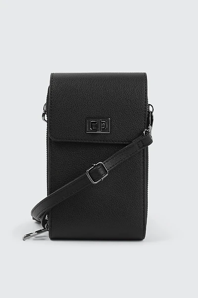 Ardene Faux Leather Phone Bag in Black | 100% Recycled Polyester/Faux Leather | Eco-Conscious