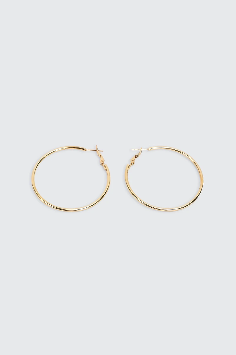 Ardene Stainless Steel Thin Hoop Earrings in Gold