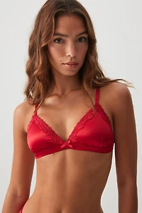 Ardene Luxe Satin Bralette in Red | Size | Polyester/Spandex