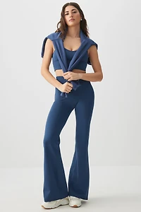Ardene V Waistband Flare Leggings in Dark Blue | Size | Nylon/Spandex | Eco-Conscious