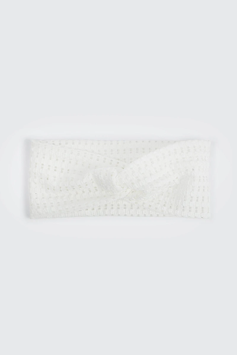 Ardene Open Mesh Knotted Headwrap in White