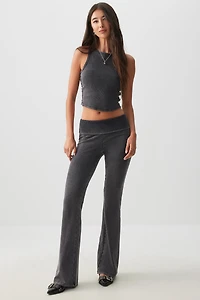 Ardene Acid Wash Flare Leggings in Dark Grey | Size | Cotton/Elastane