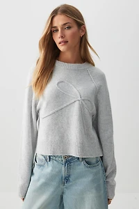 Ardene Raglan Sweater with Bow Detail in | Size | Polyester/Spandex