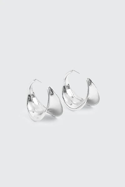 Ardene Wide Hoop Earrings in Silver | Stainless Steel