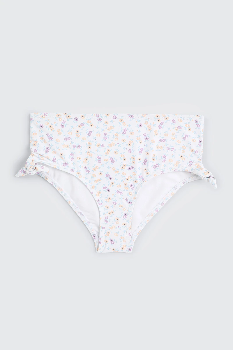 Ardene Kids Printed Side Tie Swim Bottom in White | Size | Polyester/Nylon/Elastane | Microfiber
