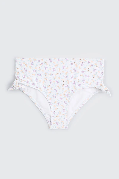 Ardene Kids Printed Side Tie Swim Bottom in White | Size | Polyester/Nylon/Elastane | Microfiber