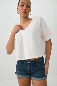 Short taille basse en denim extensible