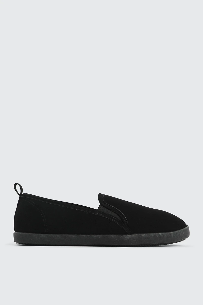 Ardene Slip On Sneakers in Black | Size | Faux Suede | Eco-Conscious