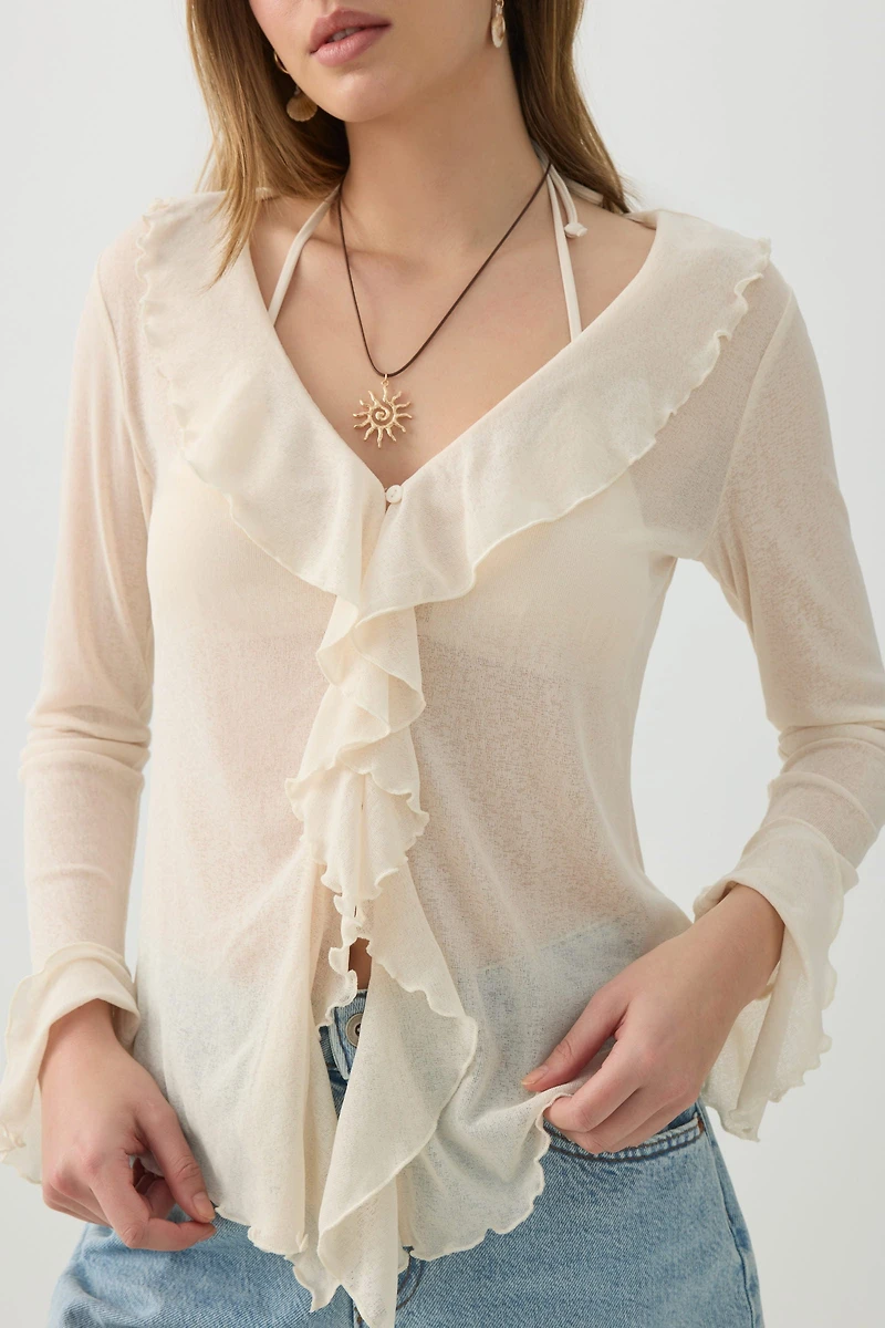 Blouse à manches longues volants