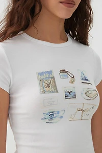 T-shirt court et ajusté graphique