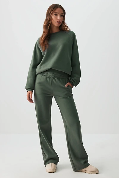 Ardene MADESOFT Fleece Straight Leg Sweatpants in Thyme | Size | Polyester/Cotton | Eco-Conscious