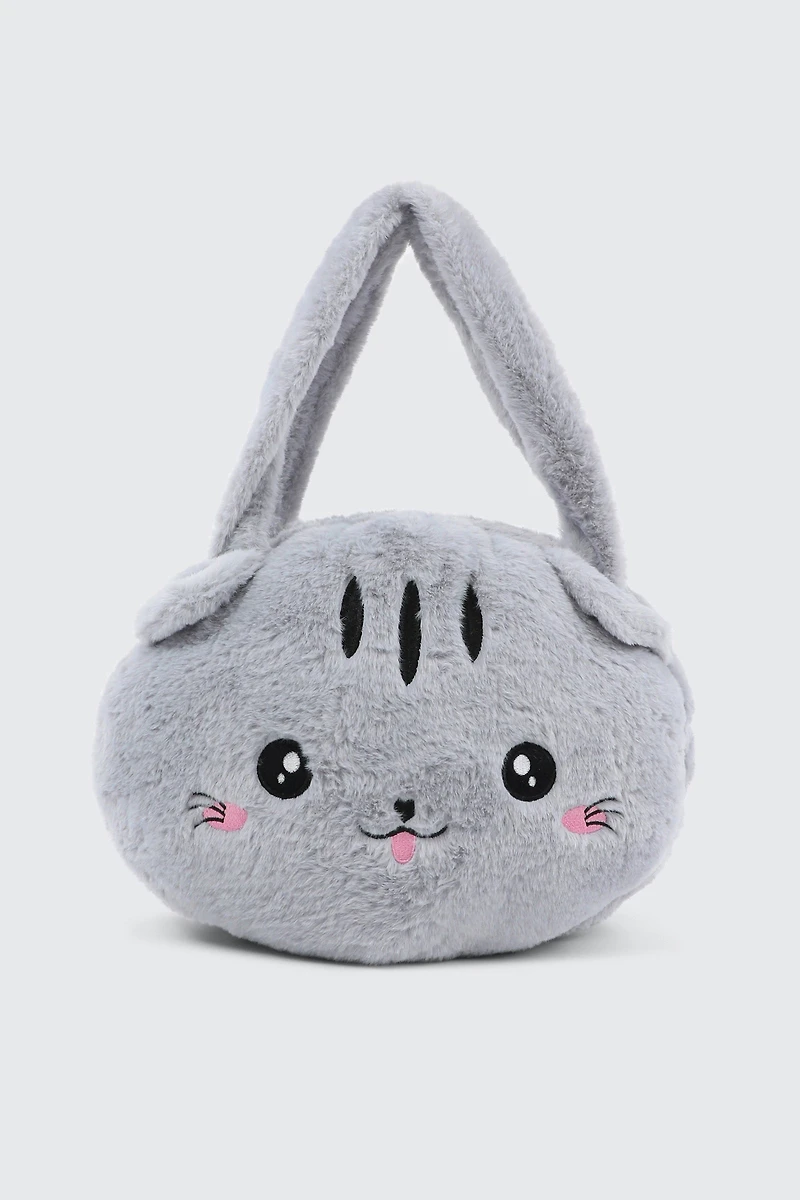 Ardene Kids Plush Animal Handbag in Grey | Polyester