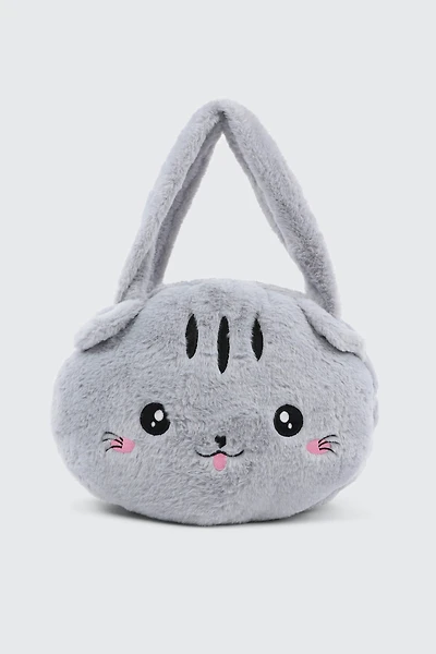 Ardene Kids Plush Animal Handbag in Grey | Polyester
