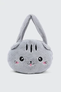Ardene Kids Plush Animal Handbag in Grey | Polyester