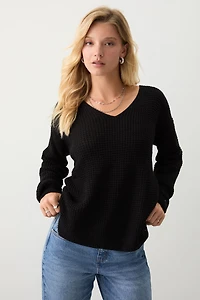 Ardene Shaker Stitch V-Neck Sweater in | Size | 100% Acrylic