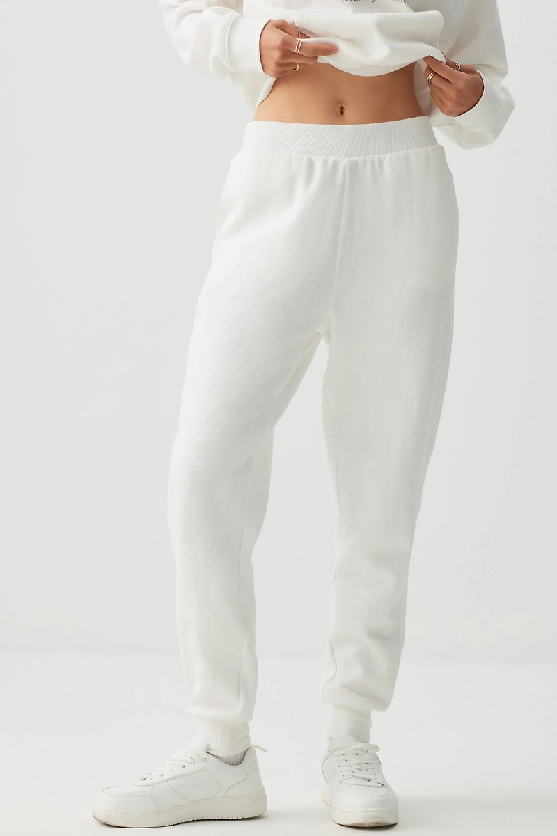 Ardene Slouchy Sweatpants in Off-White | Size | Polyester/Cotton | Fleece-Lined