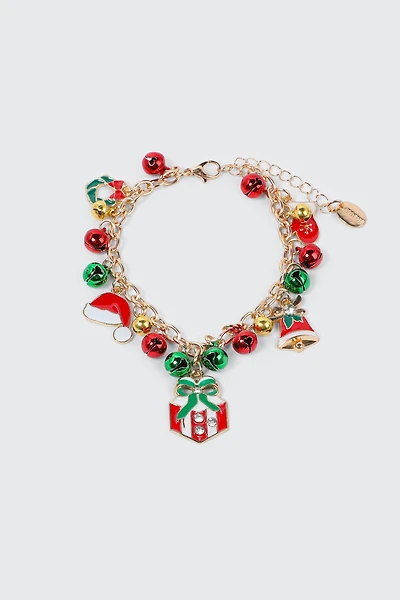 Ardene Holiday Mixed Charm Bracelet in Gold