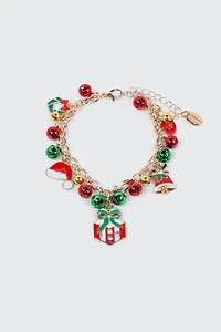 Ardene Holiday Mixed Charm Bracelet in Gold