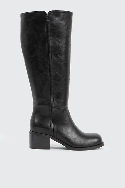 Ardene Square Toe Knee High Boots in Black | Size | Faux Leather