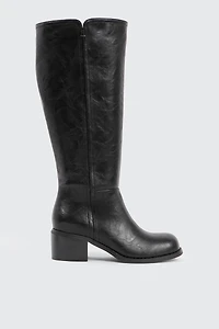 Ardene Square Toe Knee High Boots in Black | Size | Faux Leather