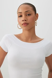 T-shirt court col bateau côtel