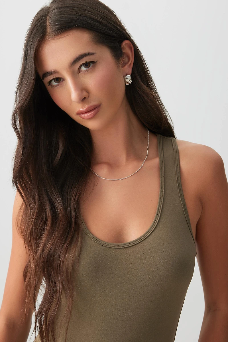 Ardene Effortless Basic Scoop Tank in Khaki | Size | Polyester/Elastane | Eco-Conscious