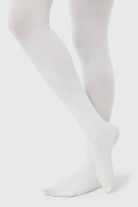 Ardene Rib Tights in White | Size Small | Nylon/Elastane