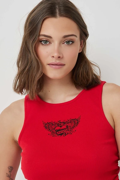 Ardene Ruched Side Lounge Tank in Red | Size | Polyester/Cotton/Elastane | Eco-Conscious