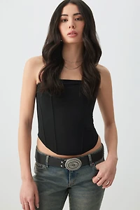 Ardene Mesh Bustier in Black | Size Small | Polyester/Elastane