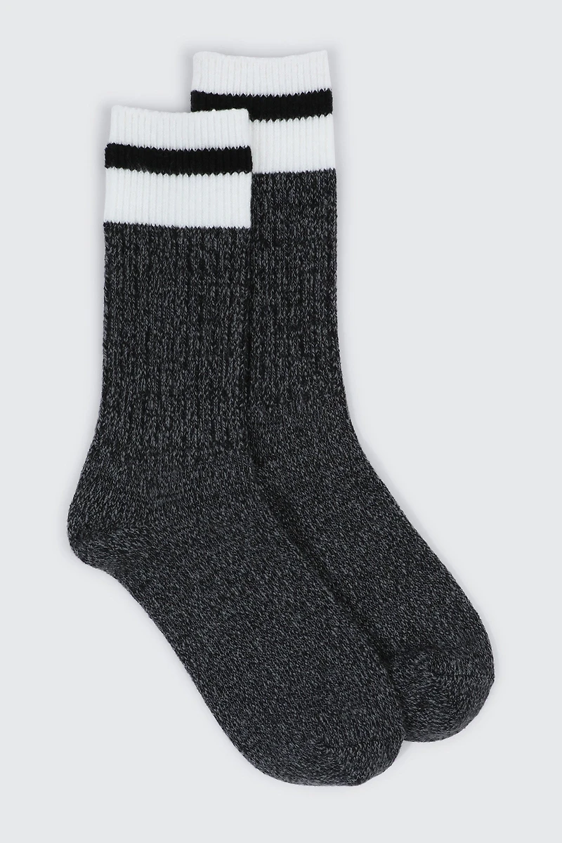Ardene Man Cabin Style Boot socks For Men in Black | Polyester/Spandex/Cotton
