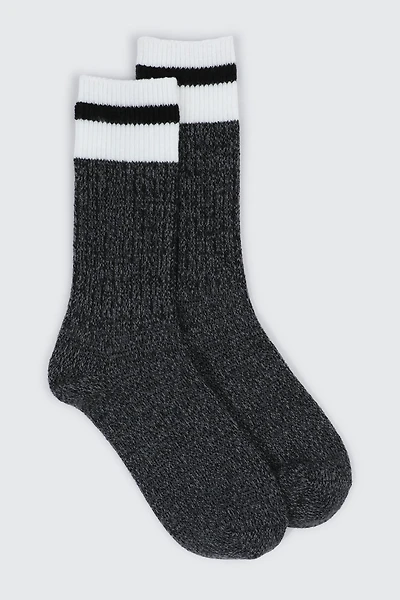 Ardene Man Cabin Style Boot socks For Men in Black | Polyester/Spandex/Cotton