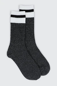 Ardene Man Cabin Style Boot socks For Men in Black | Polyester/Spandex/Cotton