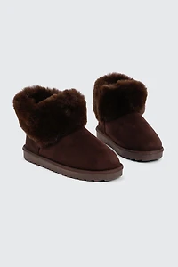 Bottillons en faux mouton à bordure fourrure