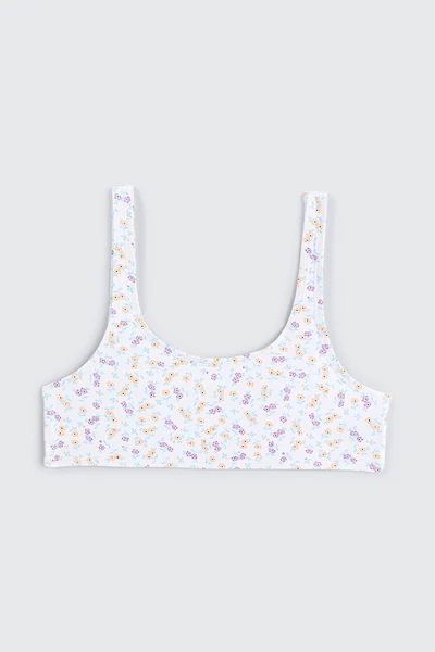 Ardene Kids Printed Bikini Top in White | Size Large | Polyester/Nylon/Elastane | Microfiber
