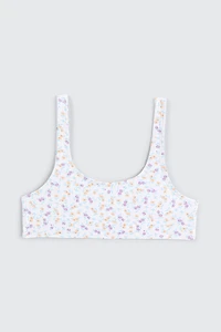 Ardene Kids Printed Bikini Top in White | Size Large | Polyester/Nylon/Elastane | Microfiber