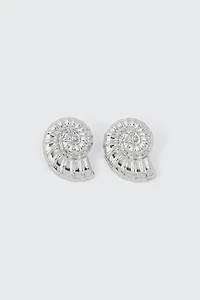 Ardene Whorl Seashell Earrings in Silver | Stainless Steel