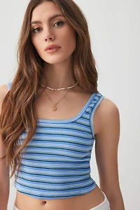 Ardene Basic Ultra Crop Tank Top in Medium Blue | Size | Cotton/Elastane | Eco-Conscious