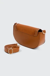 Sac sellier à rabat en faux suède