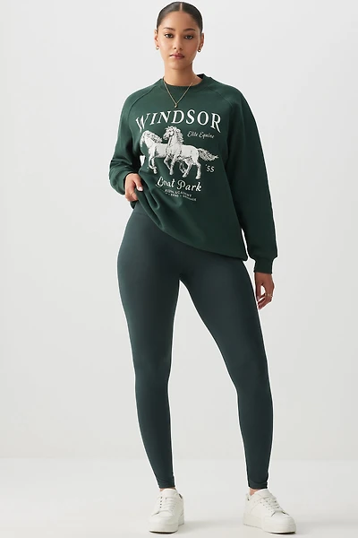 Ardene Super Soft Wide Waistband Leggings in Dark Green | Size | Polyester/Spandex