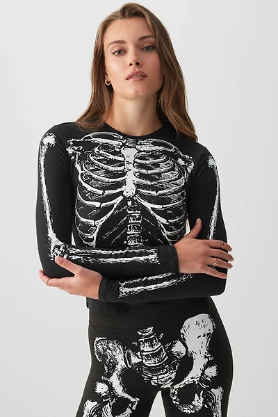 Ardene Long Sleeve Skeleton T-shirt in Black | Size | Polyester/Elastane