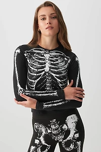 Ardene Long Sleeve Skeleton T-shirt in Black | Size | Polyester/Elastane
