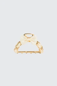 Ardene Chain Hair Claw with Bow Detail in Gold