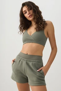 Ardene MADESOFT Fleece Sweatshorts in Sage | Size | Polyester/Cotton | Eco-Conscious