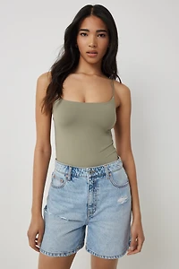 Ardene Contour Spaghetti Strap Bodysuit in Khaki | Size | Elastane/Polyamide