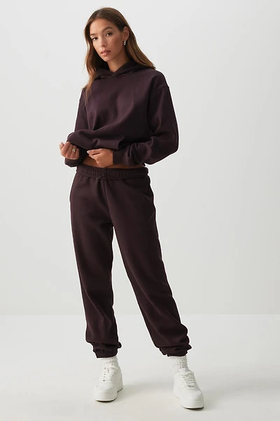 Ardene MADESOFT Fleece Baggy Sweatpants in Fig | Size | Polyester/Cotton | Eco-Conscious