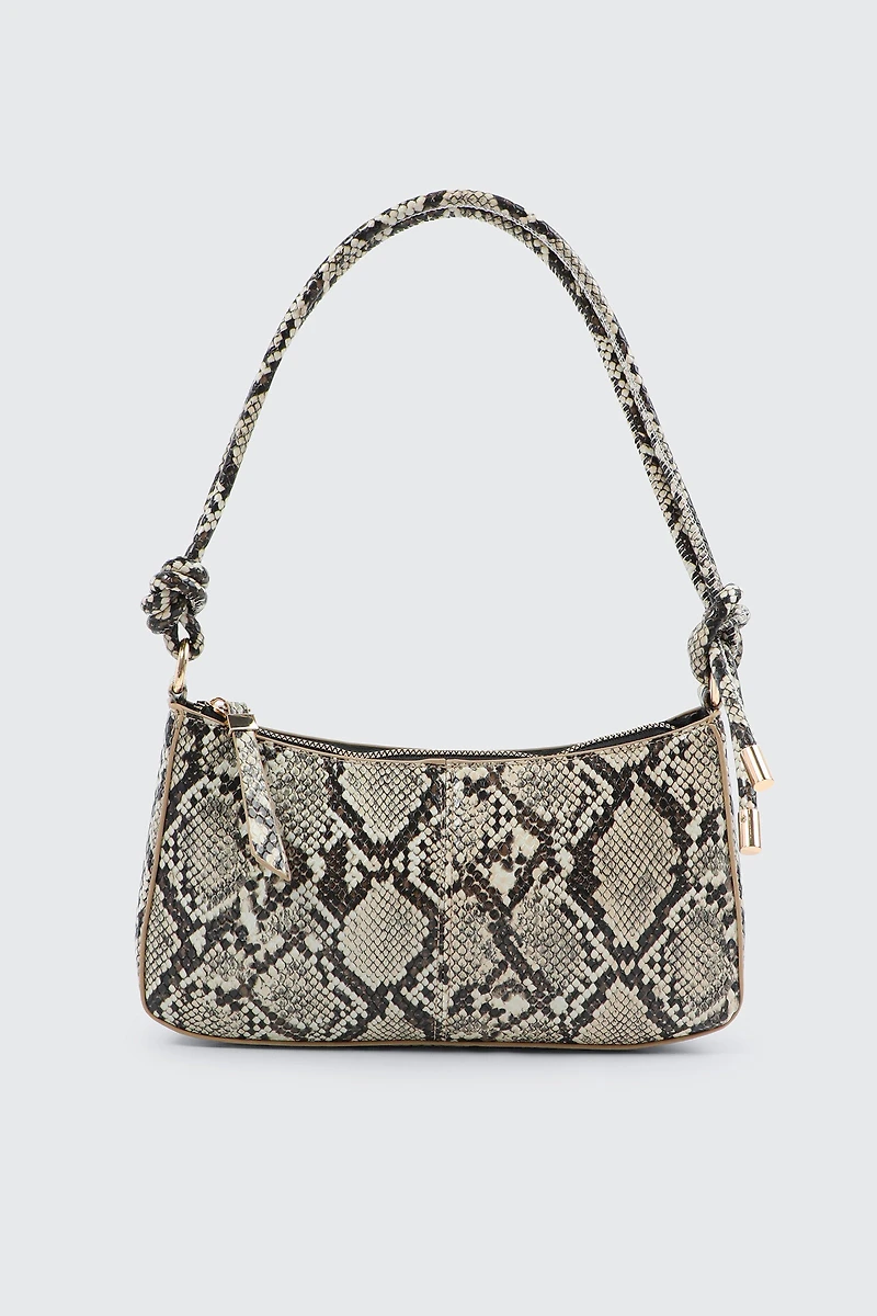 Ardene Knotted Handle Shoulder Bag with Crossbody Strap | 100% Recycled Polyester/Faux Leather | Eco-Conscious