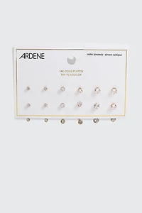 6 paires de boucles d'oreilles plaquées or 14K