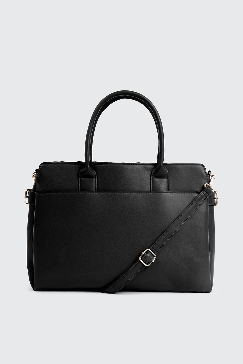 Ardene Tote Bag with Laptop Sleeve in | 100% Recycled Polyester/Faux Leather | Eco-Conscious