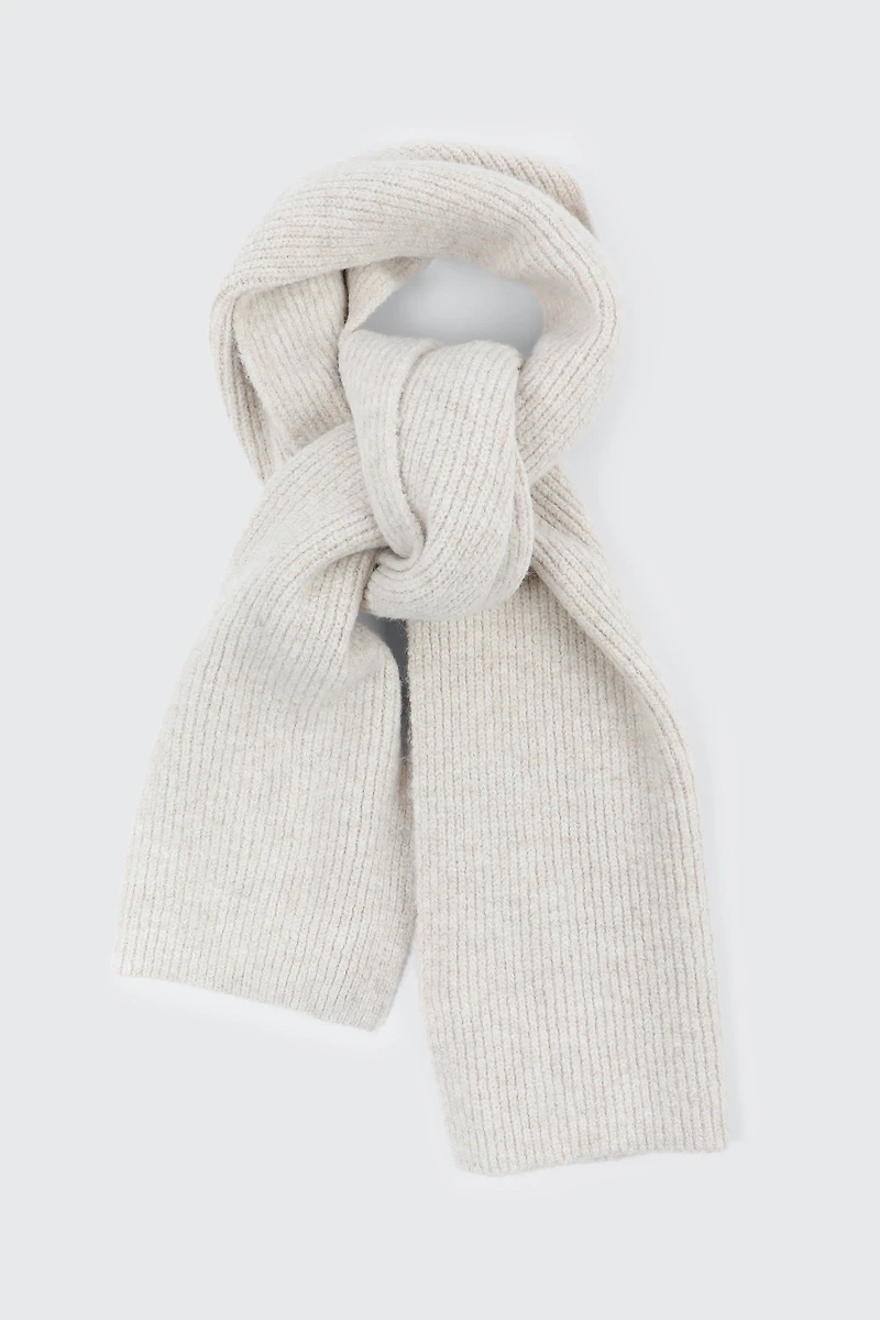 Ardene Super Soft Rib Scarf in Off-White | Polyester/Nylon/Elastane